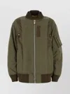 Sacai Army Green Nylon Bomber Jacket In Green