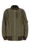 Sacai Army Green Nylon Bomber Jacket