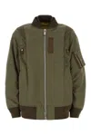 Sacai Army Green Nylon Bomber Jacket