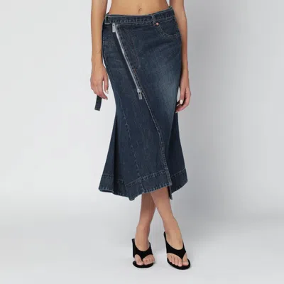 SACAI ASYMMETRIC BLUE DENIM SKIRT