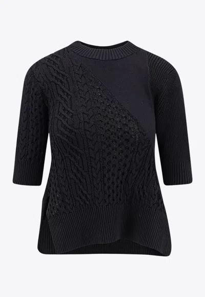 SACAI ASYMMETRIC CABLE-KNIT TOP