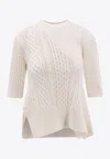 Sacai Asymmetrical Cotton Blend Sweater In White