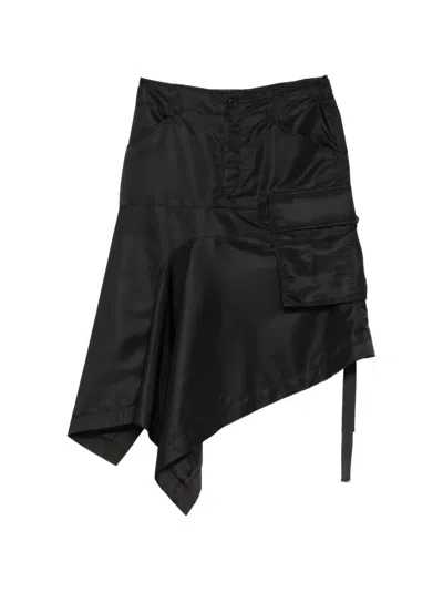 Sacai Asymmetric Cargo Skirt In Black