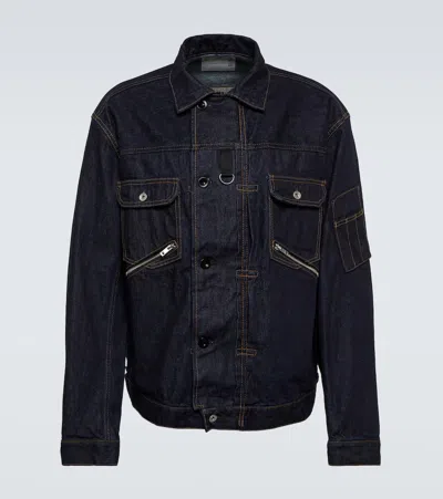 Sacai Asymmetric Denim Jacket In Blue