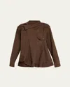 Sacai Asymmetric Denim Jacket In Brown