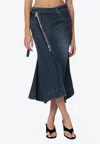 Sacai Asymmetric Blue Denim Skirt In Blue