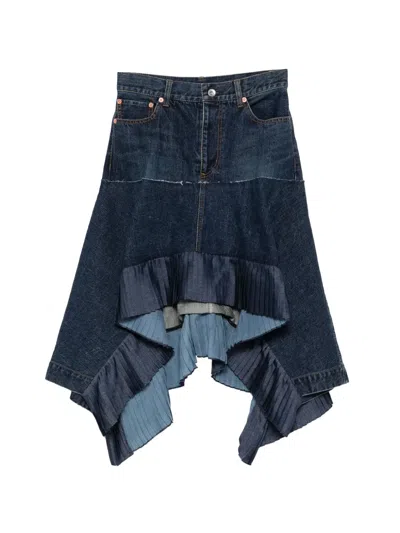 Sacai Asymmetric Denim Skirt In Blue