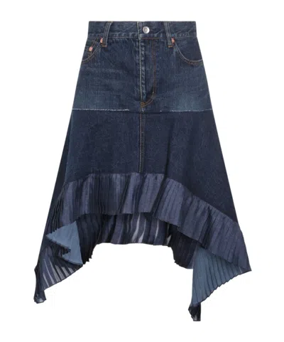 Sacai Asymmetric Denim Skirt In Blue