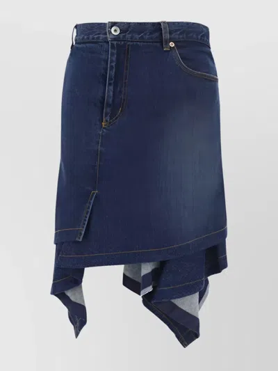 Sacai Asymmetric Hem Denim Skirt In Blue