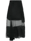 Sacai Black Midi Skirt In Black