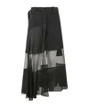 Sacai Pleated Panelled Midi Skirt In Black