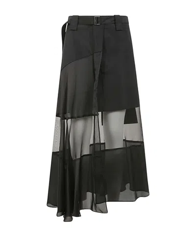 SACAI SACAI PANELLED PLEATED SKIRT