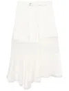 Sacai Asymmetric Midi Skirt In White