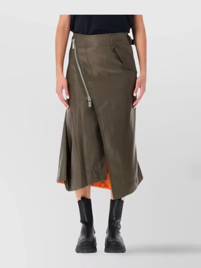 SACAI ASYMMETRIC NYLON TWILL MIDI SKIRT