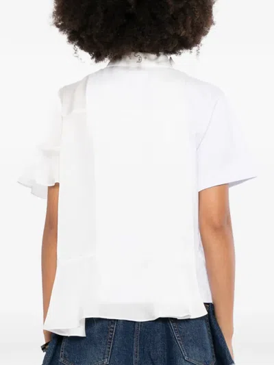 Sacai Asymmetric Panelled T-shirt In White