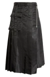 Sacai Pleated Midi Twill Skirt In Black