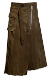 Sacai Asymmetric Pleated Cargo Maxi Skirt In Olive