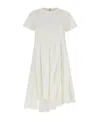Sacai Poplin Dress With Asymmetric Hem And Pleated Design In White
