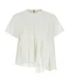 Sacai Pleated Design Top Short Sleeves In White