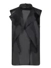 Sacai Asymmetric Ruffle Tank Top In Chiffon In Black