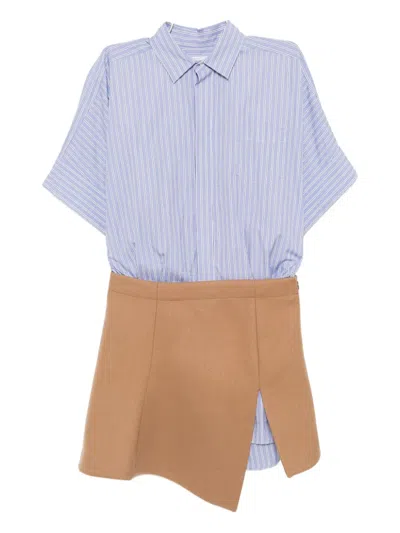 Sacai Asymmetric Shirtdress In Multi