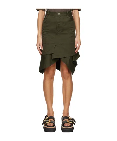 Sacai Asymmetric Skirt In Green