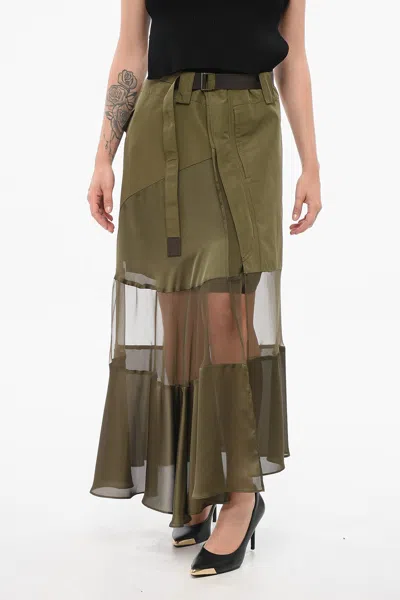 Sacai Asymmetric Skirt With Sheer Detail
