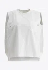 Sacai Cotton Jersey And Nylon Twill Tank Top Tops White