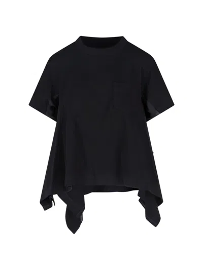 Sacai Asymmetric T-shirt In Black