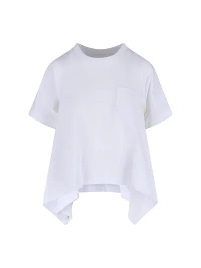 Sacai Asymmetric T-shirt In White