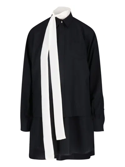 Sacai Asymmetric Tiered Midi Dress In Black