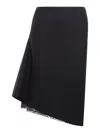 Sacai Wool Asymmetric Skirt In Black