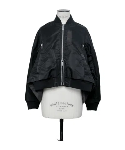 Sacai Asymmetric Zip Bomber Jacket In Black