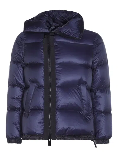 Sacai Asymmetric-zip Padded Jacket In Blue