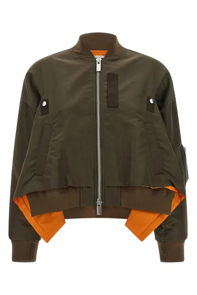Sacai Asymmetrical Blouson Bottom In Green