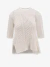 Sacai Asymmetrical Jersey In Cotton Mixed In White