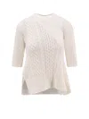 Sacai Asymmetrical Jersey In Cotton Mixed In White