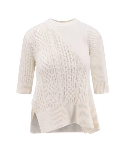 SACAI ASYMMETRICAL COTTON BLEND SWEATER