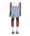 Sacai Blue Asymmetrical Denim Miniskirt In Blue