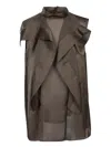 Sacai Asymmetrical Layered Satin Chiffon Tank Top In Brown