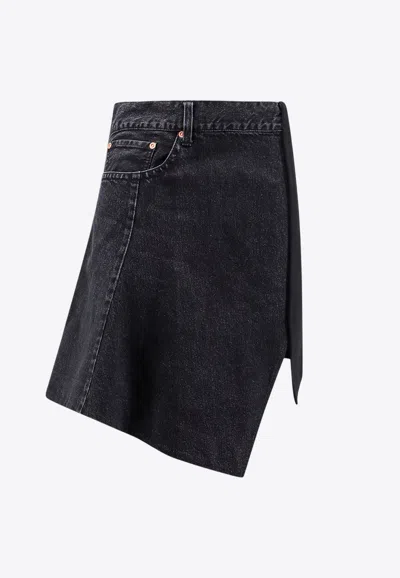 SACAI ASYMMETRICAL MINI DENIM SKIRT