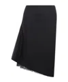 Sacai Wool Asymmetric Skirt In Black