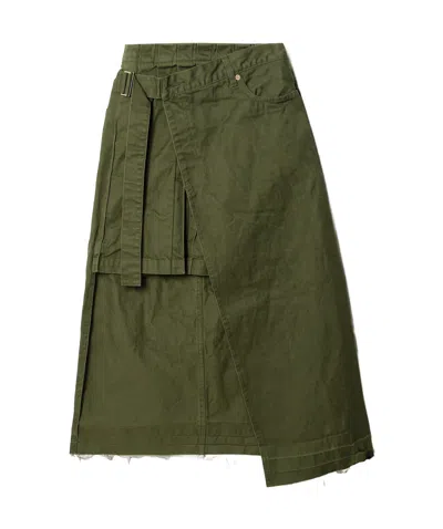 Sacai Asymmetrical Skirt In Green