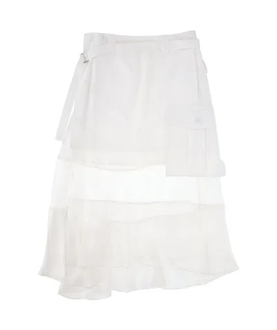Sacai Asymmetric Midi Skirt In Beige