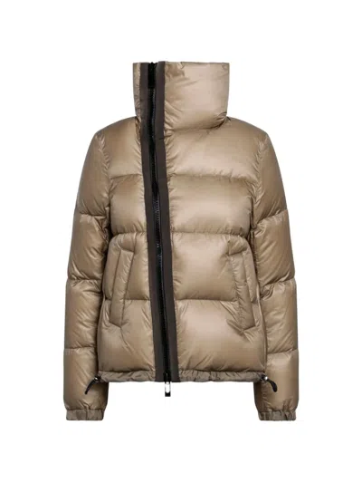 Sacai High Collar Quilted Jacket Long Sleeves In Neutral