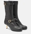 Sacai Aviator Leather Boots In Black