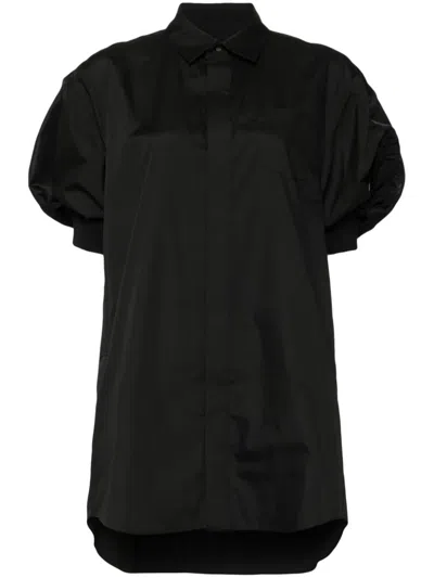 Sacai Balloon-sleeve Mini Dress In Black