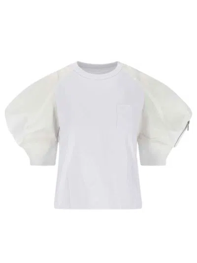Sacai Balloon Sleeve White Cotton T-shirt