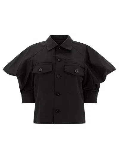 Sacai Poplin Shirt In Black