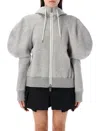 Sacai Balloon Sleeves Hoodie In Grey